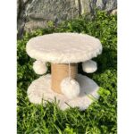 Yumuşak Kumaşlı Daire Tırmalama Platformu, 20X25 Cm, Beyaz - Görsel 3