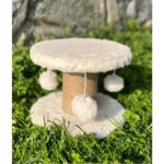 Yumuşak Kumaşlı Daire Tırmalama Platformu, 20X25 Cm, Beyaz - Görsel 4