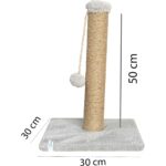 Gri Ponponlu Çok Renkli 52 cm Kedi Tırmalama Direği, Eğlenceli ve Dayanıklı - Görsel 3