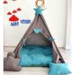 Turkuaz Büyük Köpek Evi, Yıkanabilir, Yırtılmaz Kumaş, Soft Minderli, Rahat Kullanım