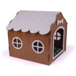 Ahşap Isim Baskılı Küçük Köpek Kulübesi, Kahverengi Doğal Görünüm - Görsel 3