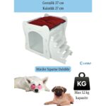 Beyaz Ahşap Köpek Evi, Şık ve Dayanıklı Tasarım, Merdivenli Model, Dekoratif Kullanım. - Görsel 2