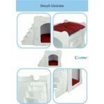 Beyaz Ahşap Köpek Evi, Şık ve Dayanıklı Tasarım, Merdivenli Model, Dekoratif Kullanım. - Görsel 3