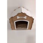 Ahşap Köpek Evi Seti, Minder ve Zincir Hediyeli, Beyaz - Görsel 3