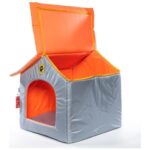 Gri Renkli Su ve Soğuk Geçirmez Kedi-Köpek Kulübesi 50X55X52 - Görsel 2