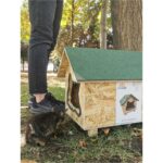 Suya Dayanıklı Şık Ahşap Kedi Kulübesi, Kahverengi, Dayanıklı ve Estetik Tasarım - Görsel 3