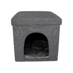 Katlanabilir Minderli Küçük Hayvan Kulübesi, Pratik ve Şık Tasarım, Koyu Gri Renk
