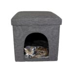 Katlanabilir Minderli Küçük Hayvan Kulübesi, Pratik ve Şık Tasarım, Koyu Gri Renk - Görsel 2