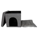 Katlanabilir Minderli Küçük Hayvan Kulübesi, Pratik ve Şık Tasarım, Koyu Gri Renk - Görsel 3