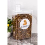 Sarı Akrilik Kedi Maması Saklama Kutusu, 3000 Ml, Kendinden Ölçekli, Dayanıklı, Şık