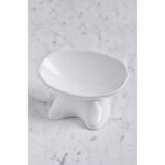 Eğimli Seramik Mama Kabı, Yüksek ve Şık Tasarım, Su ve Mama Için Ideal, Beyaz Renk - Görsel 3