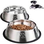 2'li Çelik Kedi ve Köpek Mama ve Su Kabı, 16CM, Beyaz