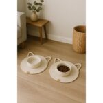 Kedi ve Küçük Köpekler Için 28X28 cm Mama ve Su Altlığı Seti Bej Renk - Görsel 2