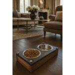 Paslanmaz Çelik Kaseler ve Ahşap Stand, Büyük Boy, Şık ve Kullanışlı Hayvan Kabı - Görsel 2