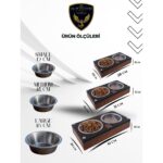 Paslanmaz Çelik Kaseler ve Ahşap Stand, Büyük Boy, Şık ve Kullanışlı Hayvan Kabı - Görsel 4