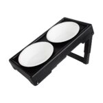 Ayarlanabilir Siyah Pet Mama ve Su Kabı Standı, 4 Yüksekliğe Uyum Sağlar - Görsel 4