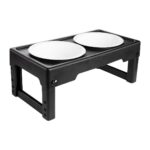 Ayarlanabilir Siyah Pet Mama ve Su Kabı Standı, 4 Yüksekliğe Uyum Sağlar - Görsel 5