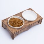 Seramik Kedi ve Küçük Irk Köpek Mama Kabı, Kahverengi, Manuel Kullanım