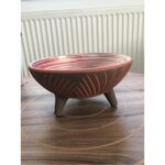 Desenli 3 Ayaklı Büyük Boy 20 cm Porselen Mama ve Su Kabı Kırmızı - Görsel 4