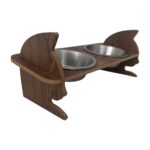 Kahverengi Ahşap ve Çelik Kedi Mama ve Su Kabı, Demonte ve Şık Tasarım - Görsel 3