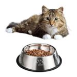 Gri 18CM Paslanmaz Çelik Evcil Hayvan Mama ve Su Kabı, Dayanıklı ve Şık Tasarım - Görsel 2