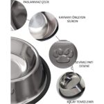 Gri 18CM Paslanmaz Çelik Evcil Hayvan Mama ve Su Kabı, Dayanıklı ve Şık Tasarım - Görsel 3