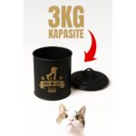 9000ML Kedi ve Köpek Maması Saklama Kabı, Dayanıklı ve Şık, Siyah Renk, Çelik Materyal - Görsel 2