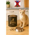 9000ML Kedi ve Köpek Maması Saklama Kabı, Dayanıklı ve Şık, Siyah Renk, Çelik Materyal - Görsel 3