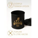 9000ML Kedi ve Köpek Maması Saklama Kabı, Dayanıklı ve Şık, Siyah Renk, Çelik Materyal - Görsel 4