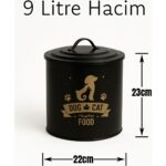 9000ML Kedi ve Köpek Maması Saklama Kabı, Dayanıklı ve Şık, Siyah Renk, Çelik Materyal - Görsel 5