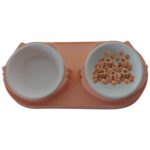 Şekilli Çift Tabaklı Mama ve Su Kabı, Pembe, Plastik, Manuel Kullanım