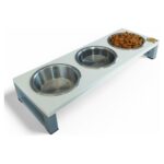 Yüksek Eğimli Paslanmaz Çelik Kedi ve Köpek Mama Kabı, Gri, 10° Açı, Dayanıklı ve Şık - Görsel 5