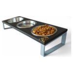 Yükseltilmiş Paslanmaz Çelik Kedi ve Yavru Köpek Kaseleri, 10° Eğimli, Şık Gri Renk