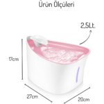 Sessiz Otomatik Su Pınarı, 2,5lt, Pembe, Plastik, Kediler ve Köpekler Için Ideal - Görsel 3