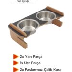 Yükseklik Ayarlı Çok Renkli Ahşap Mama ve Su Kabı Standı - Görsel 5