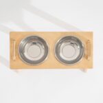 Ahşap Standlı Çelik Mama ve Su Kabı, Şık ve Kullanışlı Evcil Hayvan Ürünü - Görsel 3