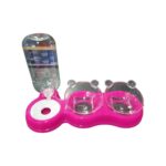 Çok Renkli 3'lü Kedi Mama ve Su Kabı Seti, Otomatik ve Dayanıklı Plastik