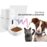 Sesli ve Wifi Destekli 6l Otomatik Evcil Hayvan Mama ve Su Kabı, Beyaz