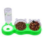 Çift Hazneli Yeşil Plastik Mama ve Su Kabı, 500 Ml, 36X21X16 cm - Görsel 2