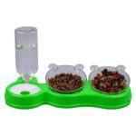 Çift Hazneli Yeşil Plastik Mama ve Su Kabı, 500 Ml, 36X21X16 cm - Görsel 3