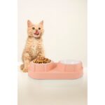 Çiftli Yükseltilmiş Pembe Pet Mama ve Su Kabı, Hijyenik, Şık ve Kullanışlı