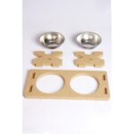 Ahşap ve Çelik Malzemeli, Katlanabilir ve Şık Hayvan Mama ve Su Kabı - Görsel 2