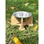 Ahşap ve Metal Karışımlı, Geniş ve Şık Mama Kabı, 15X15CM, 9cm Yükseklik - Görsel 2