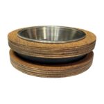 Doğal Ahşap ve Çelik Malzemeli, Kaydırmaz Ayaklı Köpek ve Kedi Mama Kabı - Görsel 2