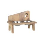 Kahverengi Ahşap Kedi ve Köpek Mama Su Kabı, Şık ve Kullanışlı Tasarım - Görsel 3