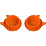 2'li Turuncu Plastik Kedi ve Köpek Mama Su Kabı Seti 400 ml