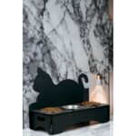 Siyah Çelik Kedi ve Köpek Su ve Mama Kabı, Şık ve Kullanışlı Tasarım - Görsel 2