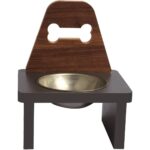 Kahverengi Ahşap ve Çelik Malzemeli Evcil Hayvan Mama ve Su Kabı Seti - Görsel 2