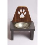 Kahverengi Ahşap ve Çelik Malzemeli Evcil Hayvan Mama ve Su Kabı Seti - Görsel 4