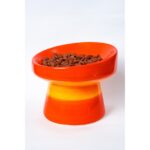 El Yapımı Seramik Turuncu Gökkuşağı Evcil Hayvan Mama ve Su Kabı